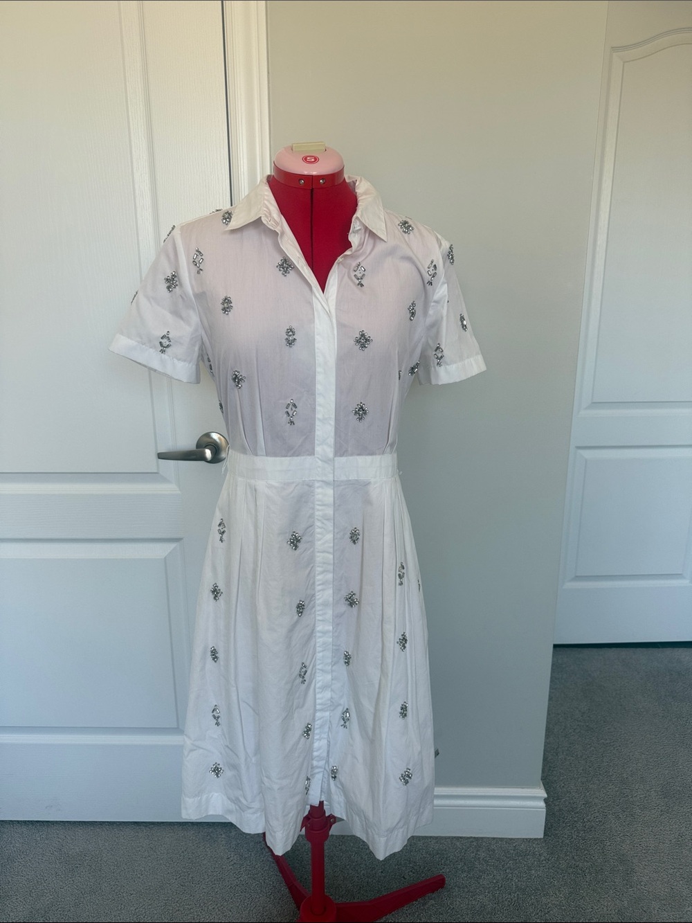 White jewelled Shirt Dress